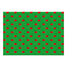 Green red cherry pattern custom invites