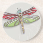 Green & Red Jewelled Dragonfly Coaster