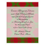 green red romantic christmas damask custom invite