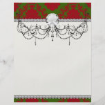 green red romantic christmas damask flyer design
