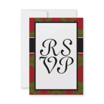 green red romantic christmas xmas damask custom invitation