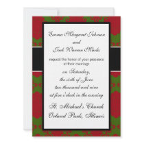 green red romantic christmas xmas damask personalized invite
