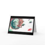 Green Red Rose Diamond Girl, Greeting Card