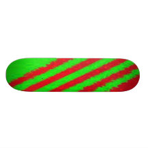 GREEN RED STRIPED PLASTIC SKATEBOARD