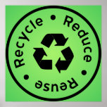 Green Reduce, Reuse, Recycle Poster posters