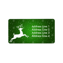 Green Reindeer Address Label