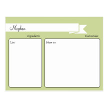 Green Retro Recipe Card Post Card