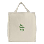 Green Reusable Shopping Embroidered Bag