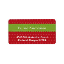 Green ribbon jolly festive red Christmas holiday Address Label