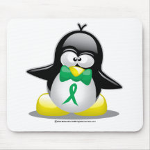 Green Ribbon Penguin Mousepads