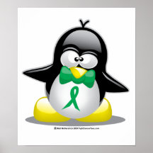 Green Ribbon Penguin Print
