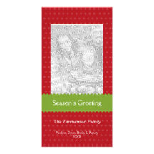 Green ribbon red custom Christmas holiday greeting Customized Photo Card