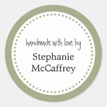 Green rosette handmade custom label party favour stickers