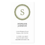 Green rosette monogram elegant personal calling business cards