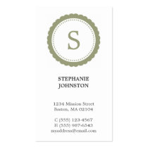 Green rosette monogram elegant personal calling business cards