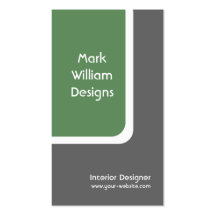 Green Rounded Rectangle Business Cards