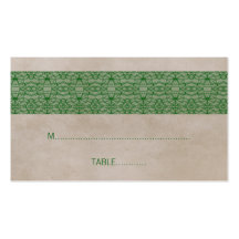 Green Rustic Lace Wedding Place Card Business Card Template