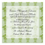 green sage and olive ornate damask pattern custom invitation
