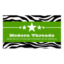 Green Sassy Star Zebra Print Business Card