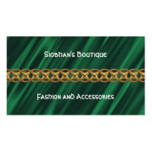 Green satin gold chain business card