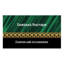 Green satin gold chain business card