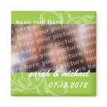 Green save the date wedding announcement photo