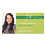 Green script class of graduation announcement photo greeting card
