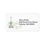 Green Scrolls and Eiffel Tower Address Label
