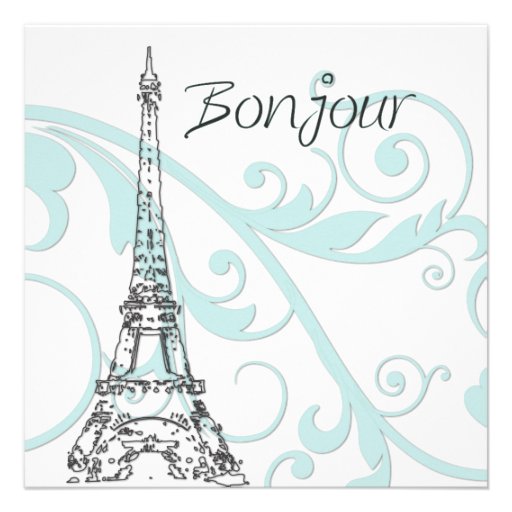 Green Scrolls and Eiffel Tower Personalized Announcements