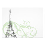 Green Scrolls and Eiffel Tower Invitations