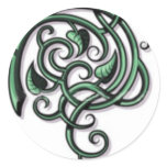 Green Scrollwork Round Sticker