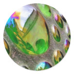 Green Scupture Mirrors Glass Round Sticker