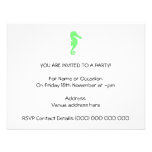 Green Seahorse on White Custom Announcement
