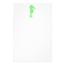 Green Seahorse on White Stationery Design
