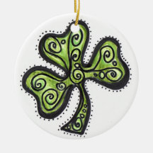 Green Shamrock Christmas Ornaments