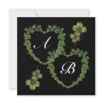GREEN SHAMROCK HEARTS MONOGRAM black white purple Personalized Announcements