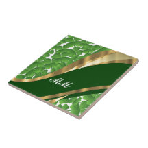 Green shamrock pattern ceramic tile