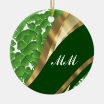 Green shamrock pattern christmas ornament