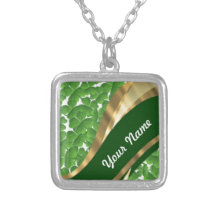 Green shamrock pattern custom jewelry