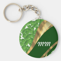 Green shamrock pattern keychains