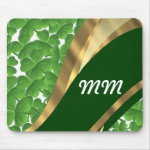 Green shamrock pattern mouse pads