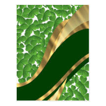 Green shamrock pattern post cards