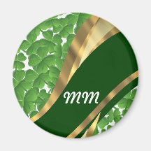 Green shamrock pattern refrigerator magnets