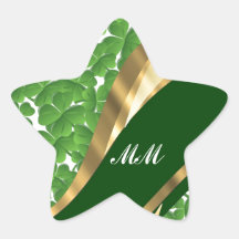 Green shamrock pattern star stickers