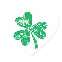 Green Shamrock St. Patrick's Day Heart Stickers