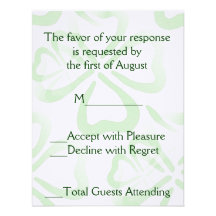 Green Shamrock Wedding RSVP Card Personalized Invitation
