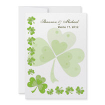 Green Shamrocks Irish Wedding Invitations #1