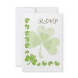 Green Shamrocks Irish Wedding RSVP Card #1 Invites
