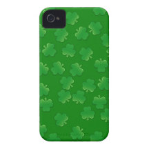 green shamrocks on green background pattern iPhone 4 Case-Mate case