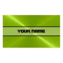 Green Shiny Stainless Steel Metal Business Card Template